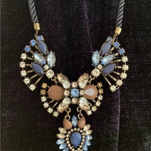 Blue and multi colored rhinestone necklace
